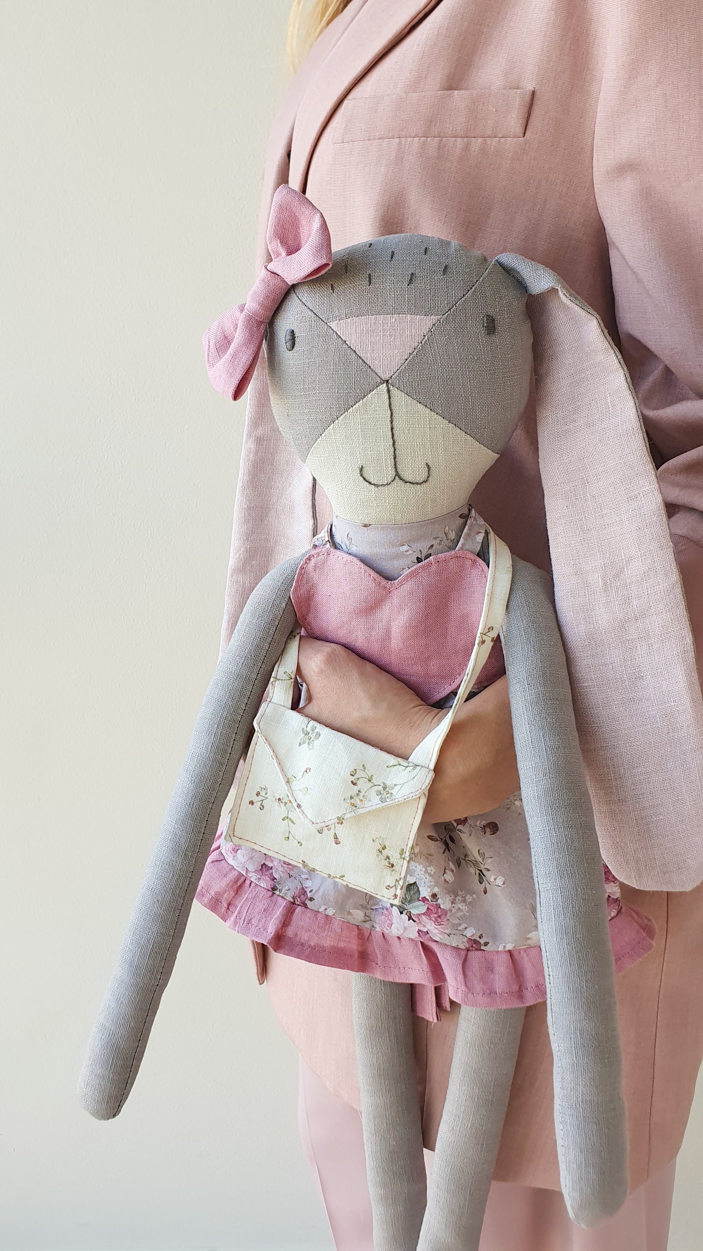 Dahlia Big Bunny Doll- Pink and Floral