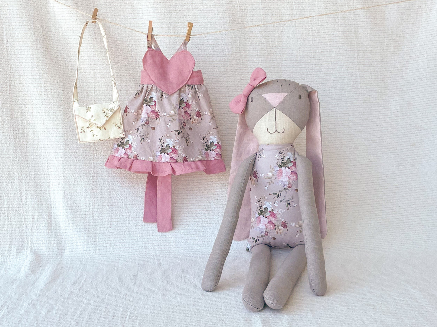 Dahlia Big Bunny Doll- Pink and Floral