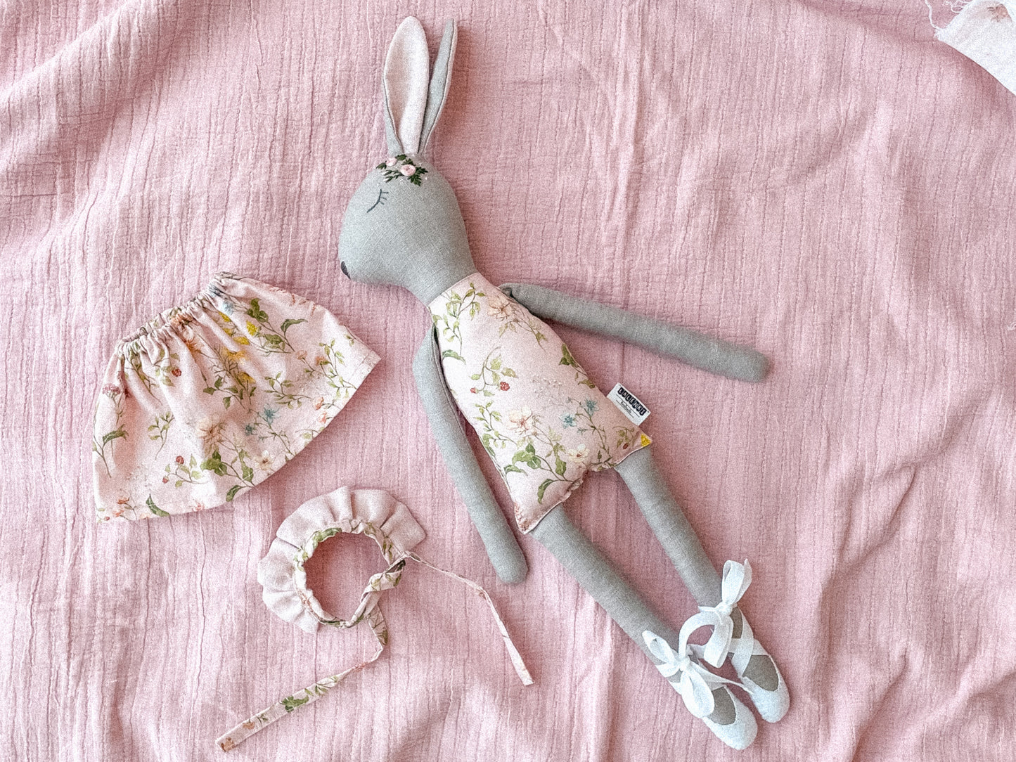 Bianca bunny doll- floral pink