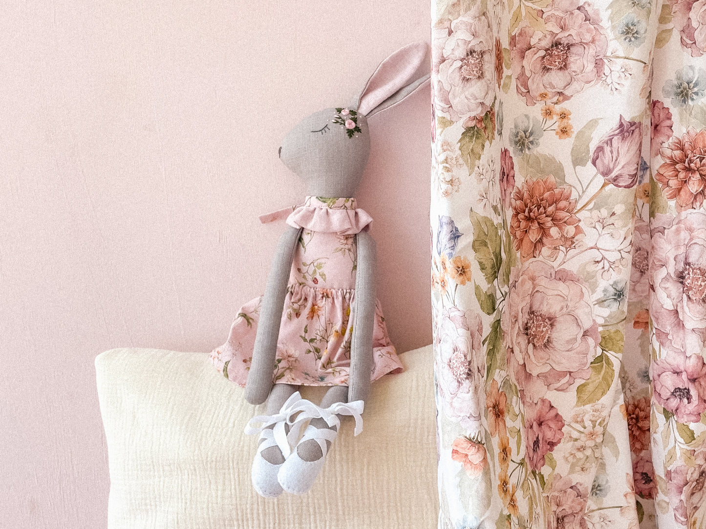 Bianca bunny doll- floral pink