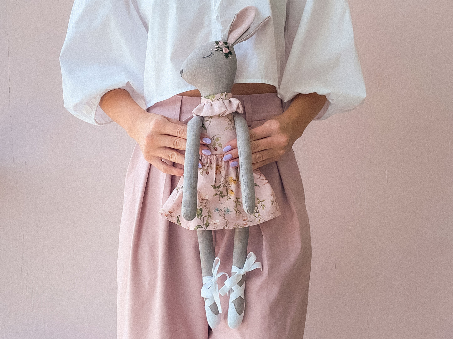Bianca bunny doll- floral pink
