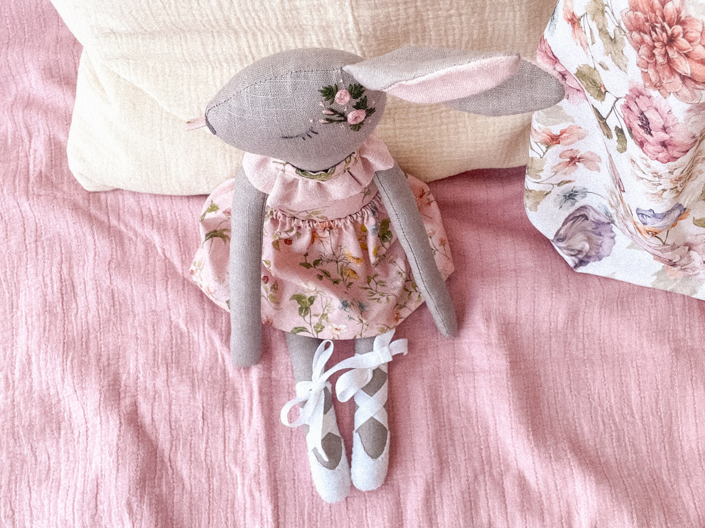 Bianca bunny doll- floral pink