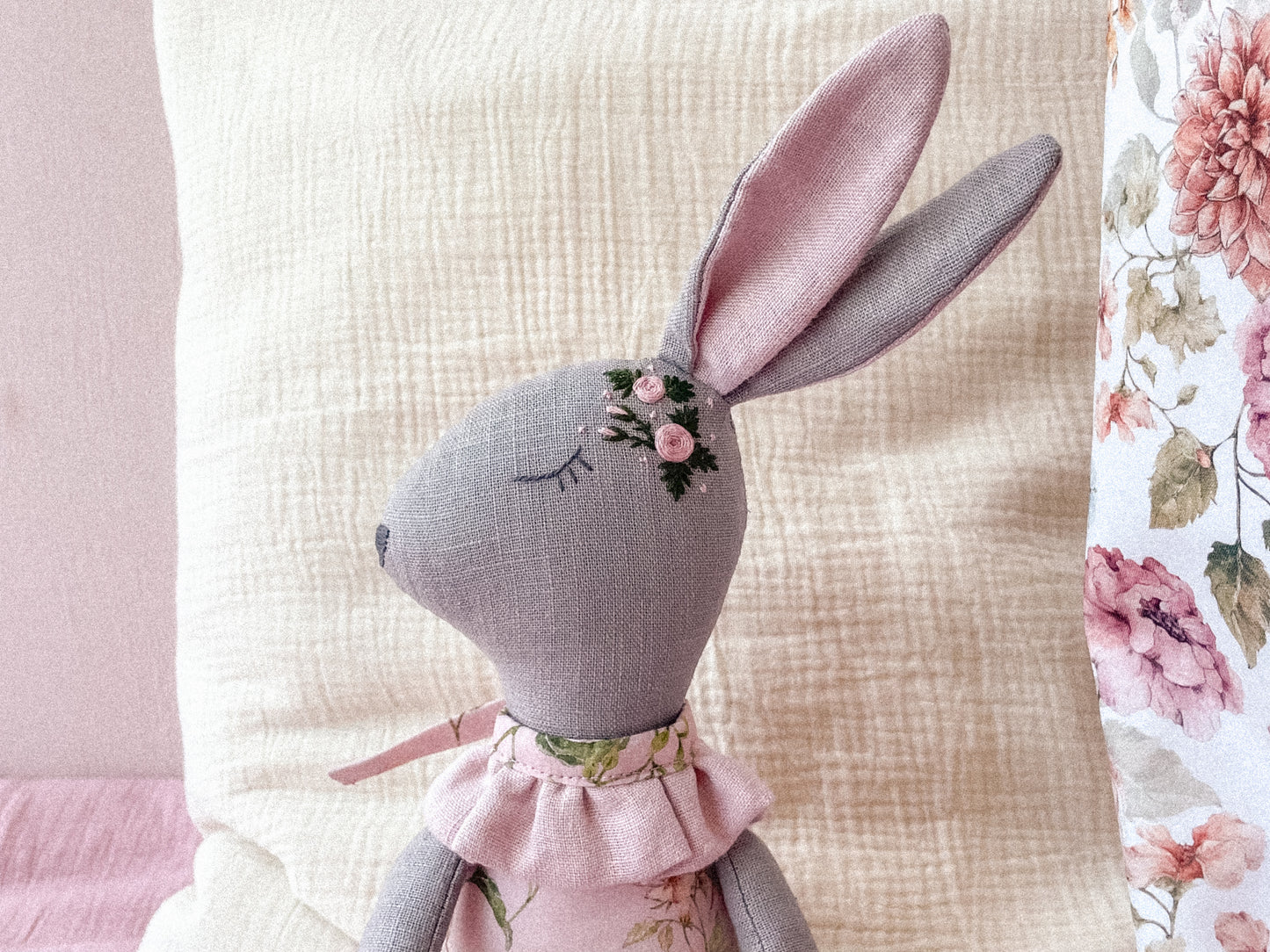 Bianca bunny doll- floral pink