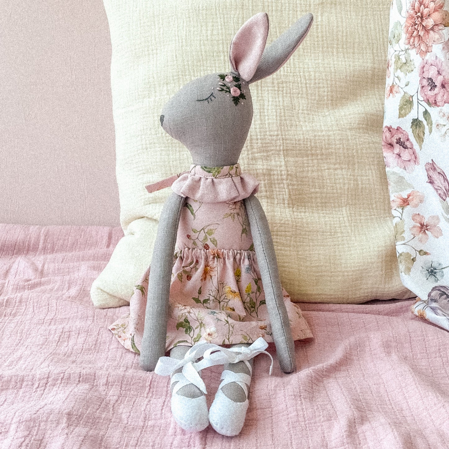 Bianca bunny doll- floral pink