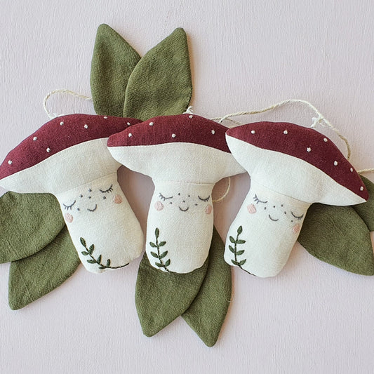 Linen mushroom garland